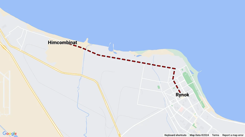 Sumgait tram line 1: Himcombinat - Rynok route map