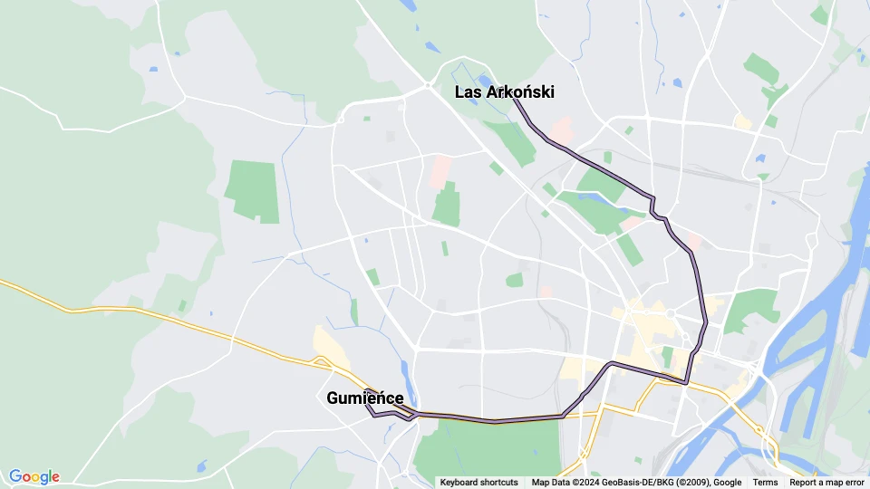 Szczecin extra line 10: Gumieńce - Las Arkoński route map