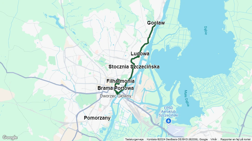 Szczecin tram line 6: Filharmonia - Gocław route map