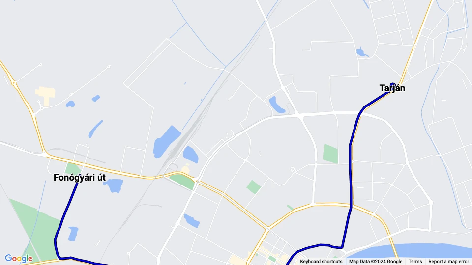 Szeged extra line 3F: Tarján - Fonógyári út route map