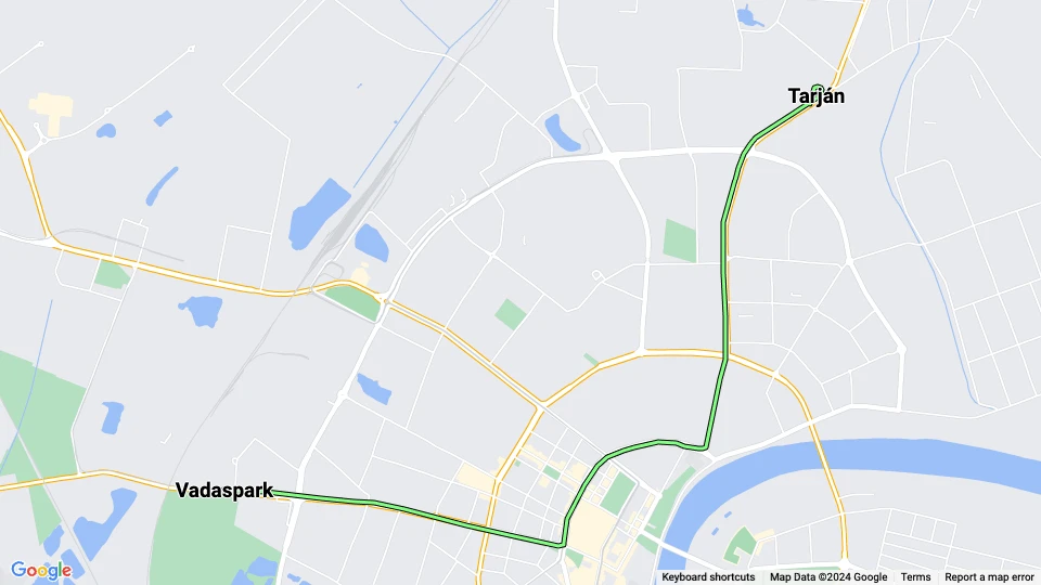 Szeged tram line 3: Tarján - Vadaspark route map
