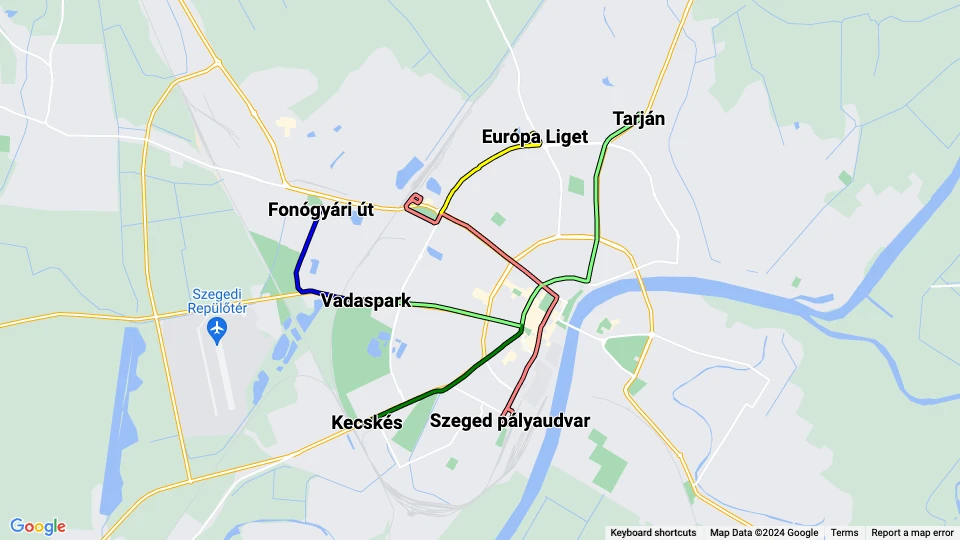 Szegedi Közlekedési Társaság (SZKT) route map