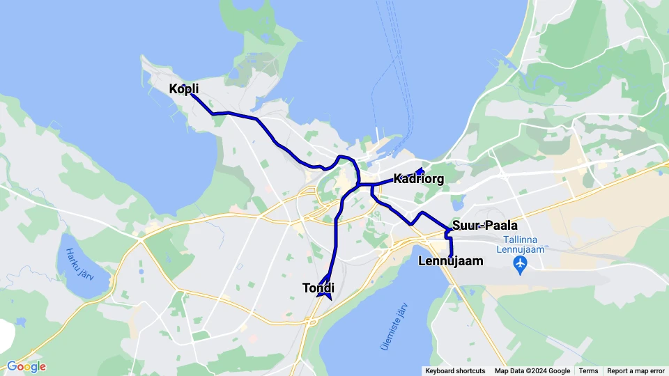 Tallinn tourist line Konstantin route map