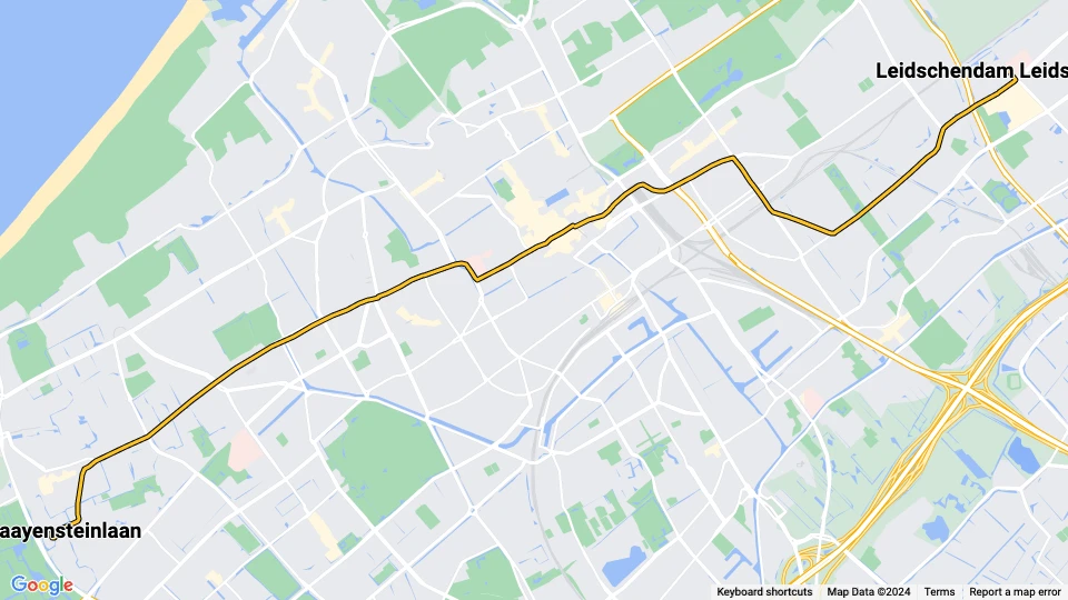 The Hague tram line 2: Leidschendam Leidsenhage - Kraayensteinlaan route map