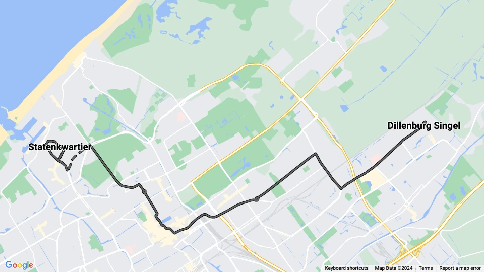 The Hague tram line 7: Dillenburg Singel - Statenkwartier route map