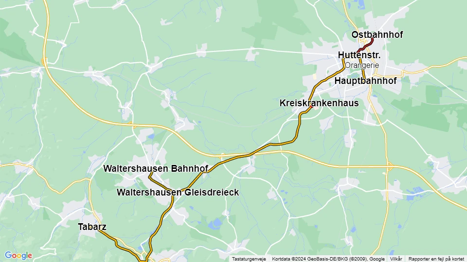 Thüringerwaldbahn und Straßenbahn Gotha route map