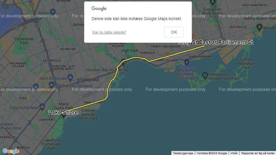 Toronto extra line 508 Lake Shore: Lake Shore - King St East at Parliament St route map