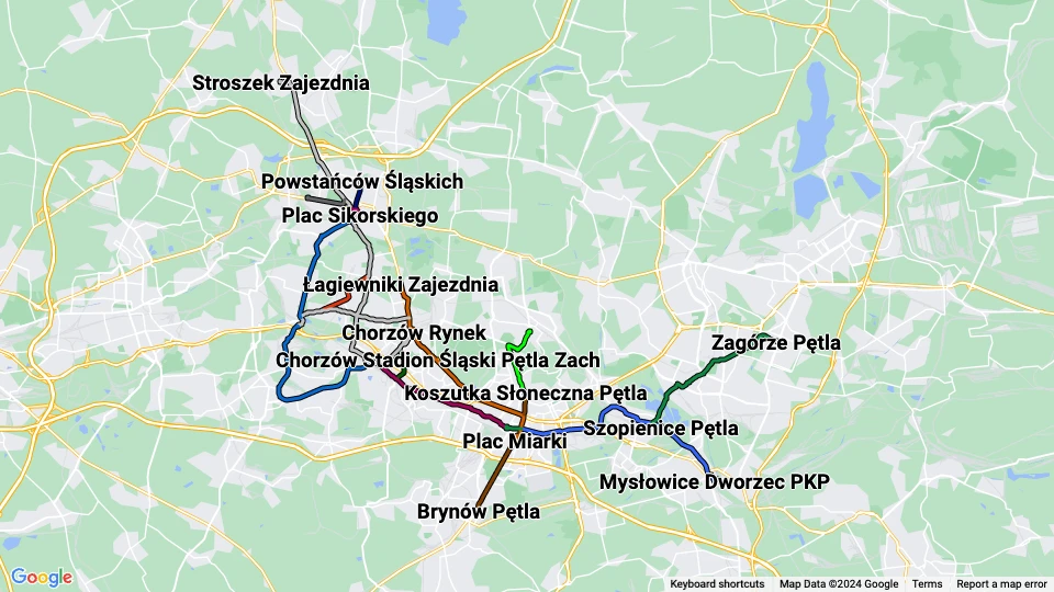 Tramwaje Śląskie route map