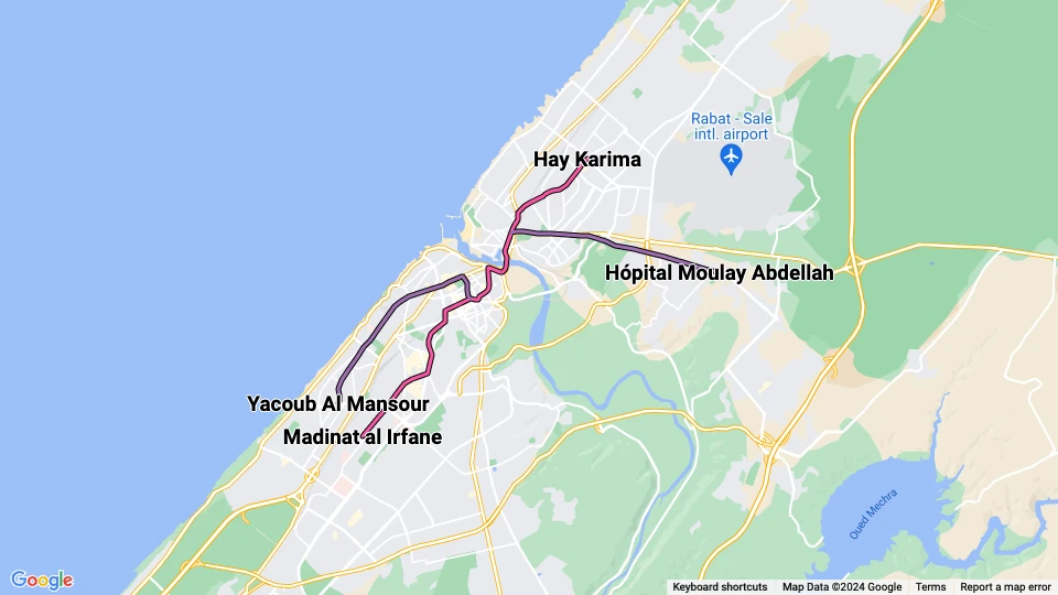 Tramway de Rabat-Salé route map