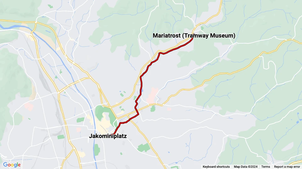Tramway Museum Graz (TMG) route map