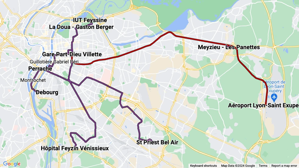 Transports en Commun Lyonnais (TCL) route map
