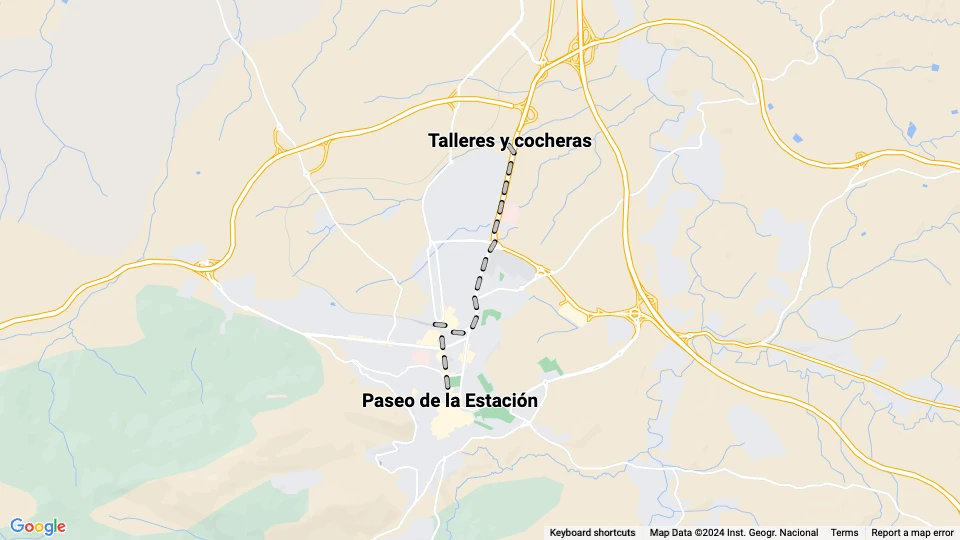 Tranvía de Jaén route map