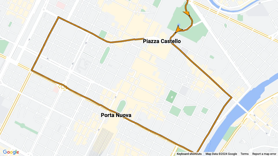 Turin museum line 7 Storico: Piazza Castello - Porta Nuova route map