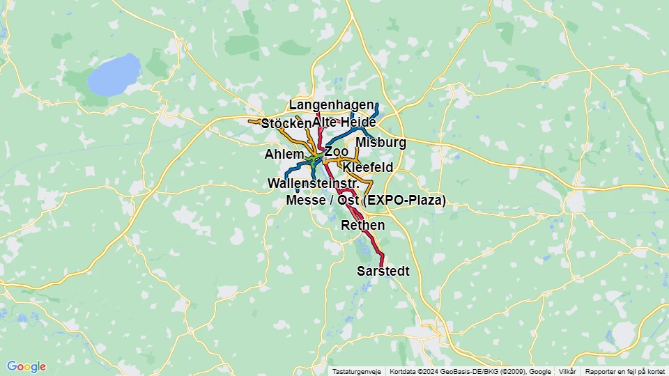 Üstra Hannoversche Verkehrsbetriebe route map