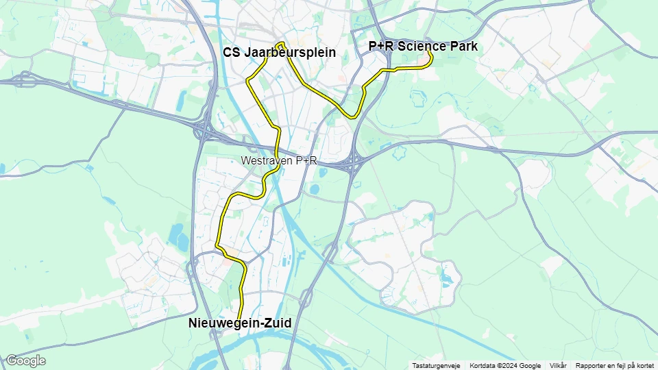 Utrecht tram line 20: P+R Science Park - Nieuwegein-Zuid route map