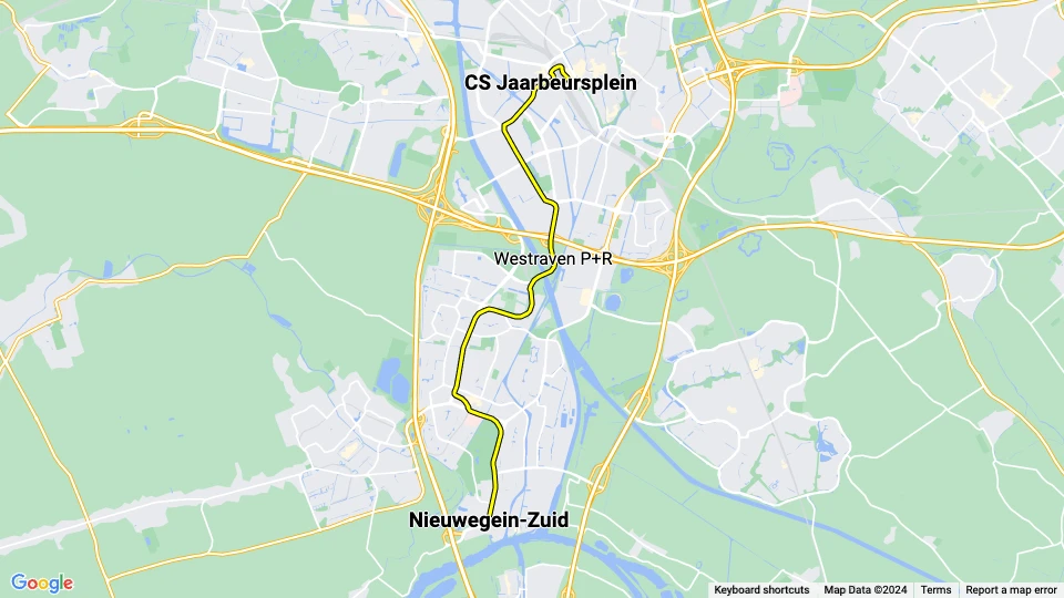 Utrecht tram line 20 route map