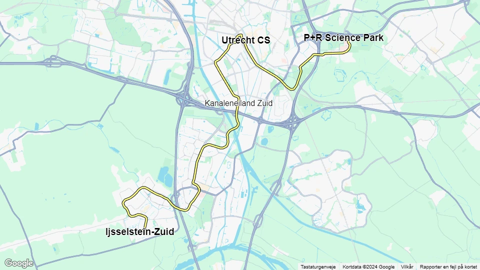 Utrecht tram line 21: Ijsselstein-Zuid - P+R Science Park route map