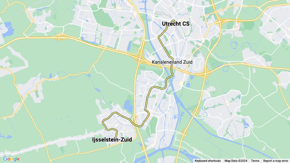 Utrecht tram line 21: Ijsselstein-Zuid - Utrecht CS route map