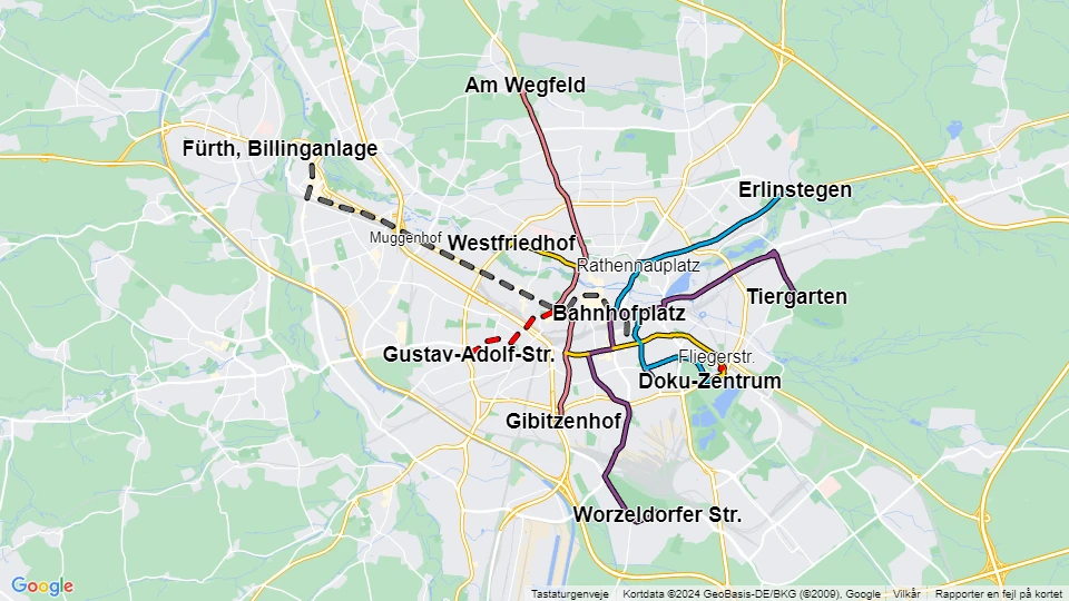 Verkehrs-Aktiengesellschaft Nürnberg (VAG) route map
