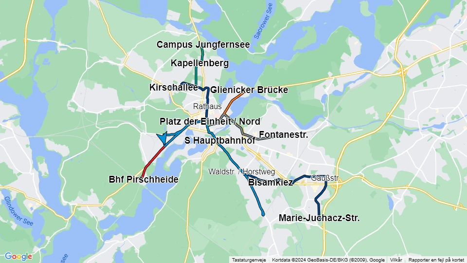 Verkehrsbetrieb Potsdam (ViP) route map