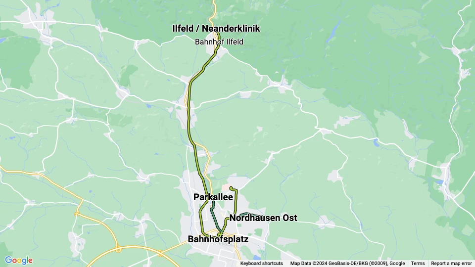 Verkehrsbetriebe Nordhausen route map