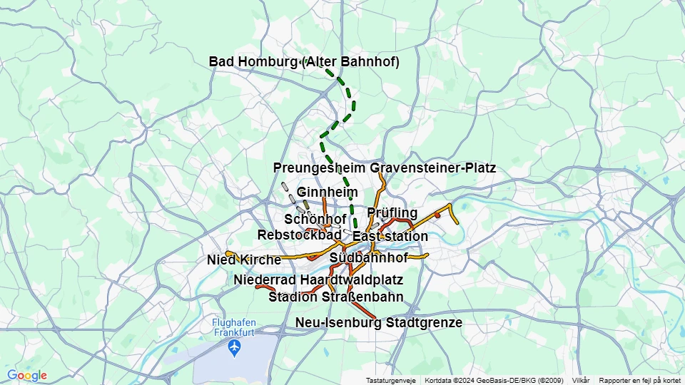 Verkehrsgesellschaft Frankfurt am Main (VGF) route map