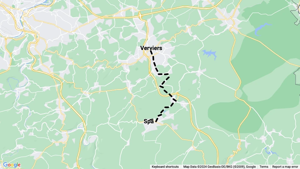 Verviers regional line 578: Verviers - Spa route map