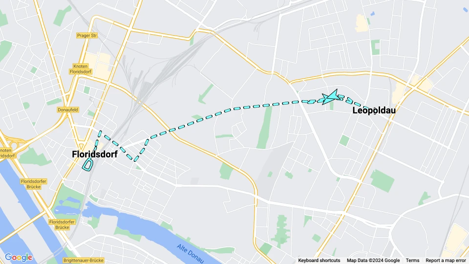 Vienna extra line 17A: Floridsdorf - Leopoldau route map
