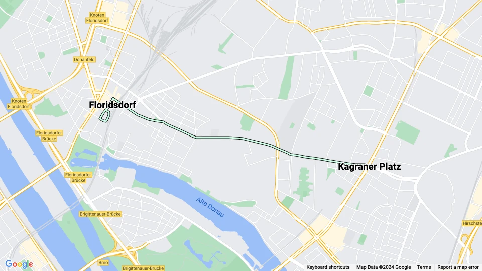 Vienna tram line 17: Floridsdorf - Kagraner Platz route map