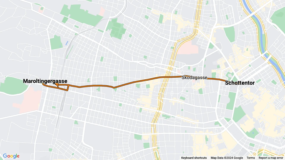 Vienna tram line 44: Schottentor - Maroltingergasse route map