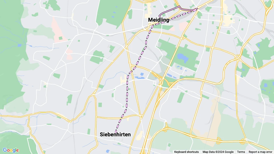 Vienna tram line 64: Meidling - Siebenhirten route map