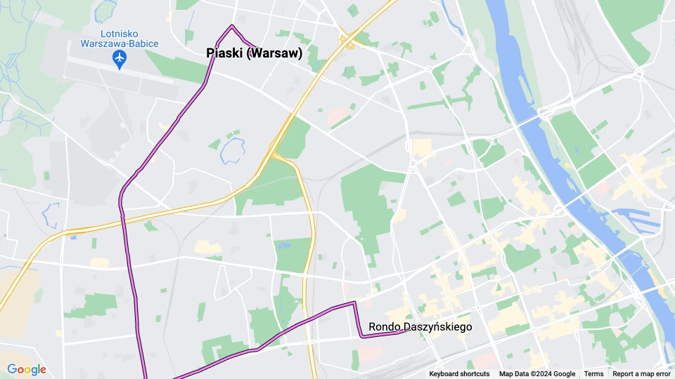 Warsaw tram line 11: Piaski (Warsaw) - Rondo Daszyńskiego route map