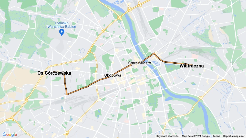 Warsaw tram line 26: Os.Górczewska - Wiatraczna route map