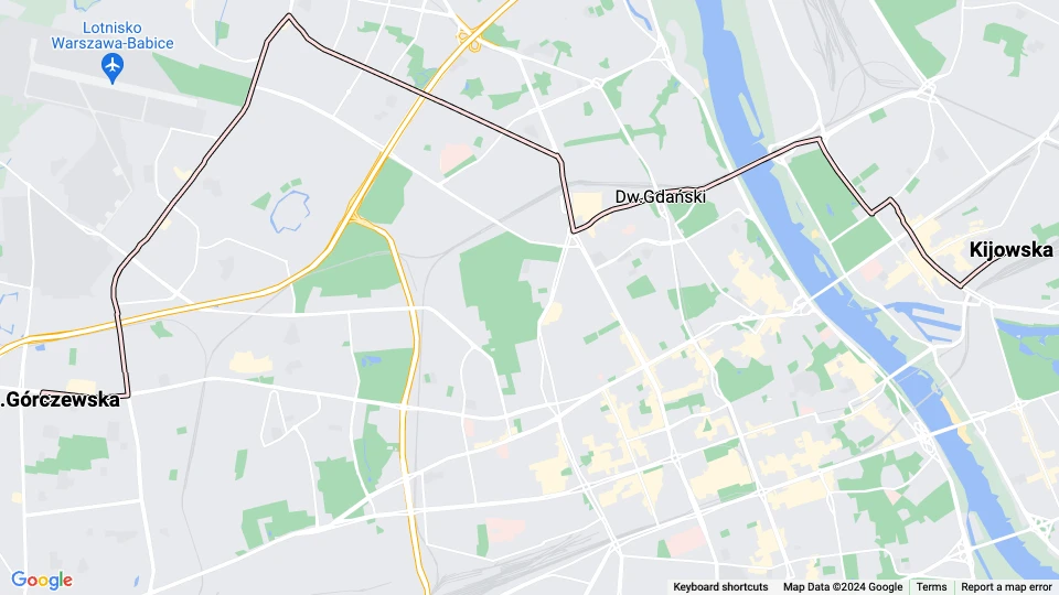 Warsaw tram line 28: Os.Górczewska - Kijowska route map
