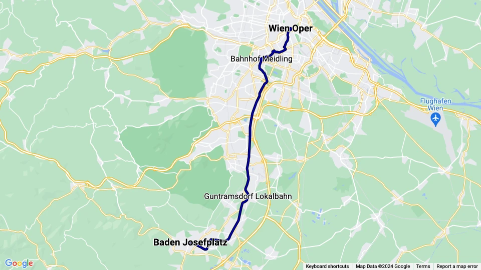 Wiener Lokalbahnen (WLB) route map
