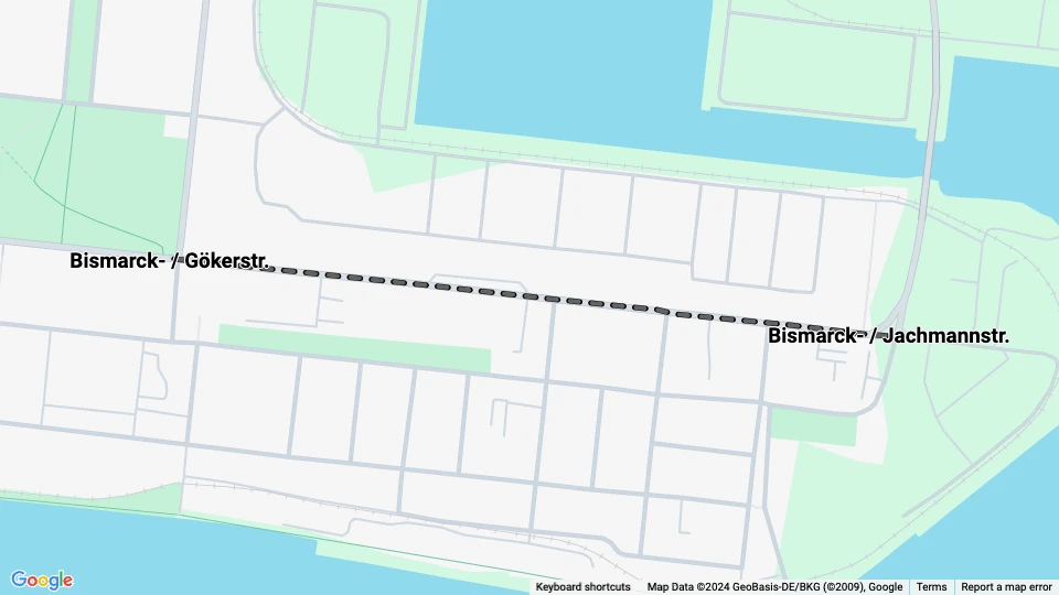 Wilhelmshaven tram line 3: Bismarck- / Gökerstr. - Bismarck- / Jachmannstr. route map