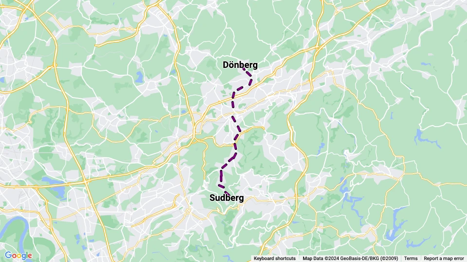 Wuppertal regional line 25: Dönberg - Sudberg route map