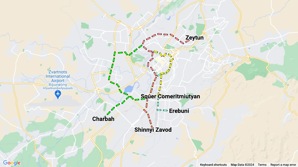 Yerevan route map