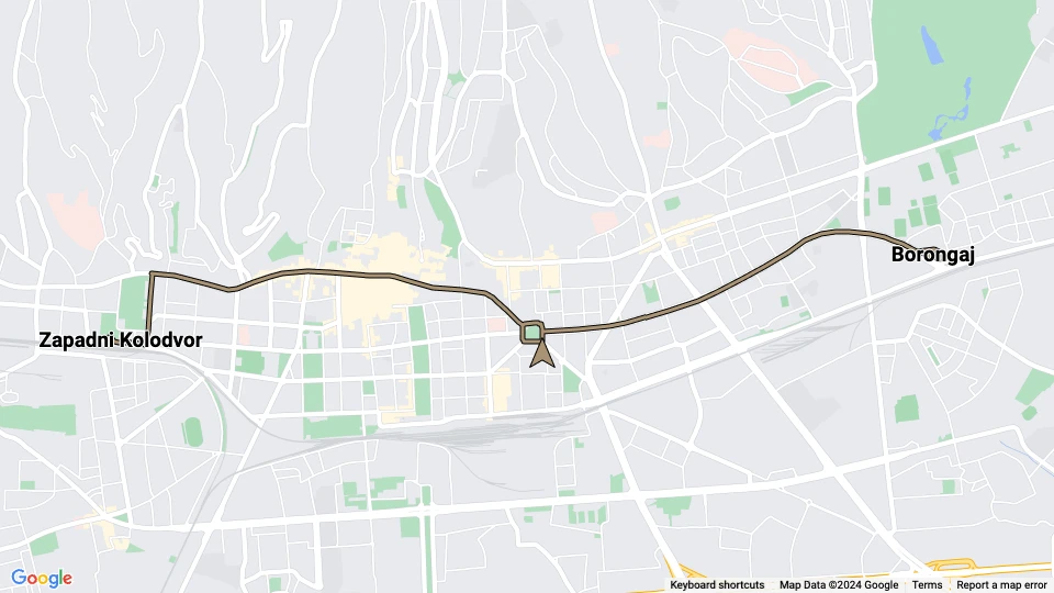 Zagreb extra line 1: Zapadni Kolodvor - Borongaj route map