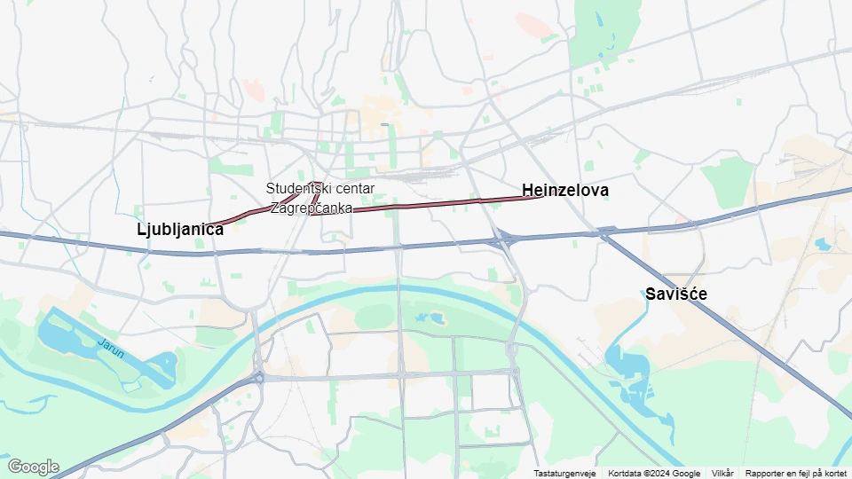 Zagreb extra line 3: Heinzelova - Ljubljanica route map