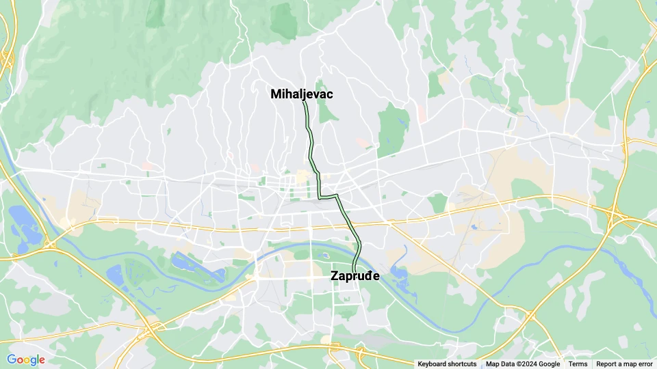 Zagreb extra line 8: Zapruđe - Mihaljevac route map