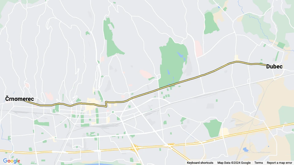 Zagreb tram line 11: Črnomerec - Dubec route map