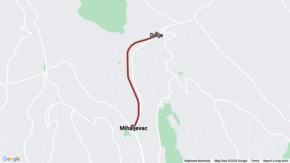 Zagreb tram line 15: Mihaljevac - Dolje route map