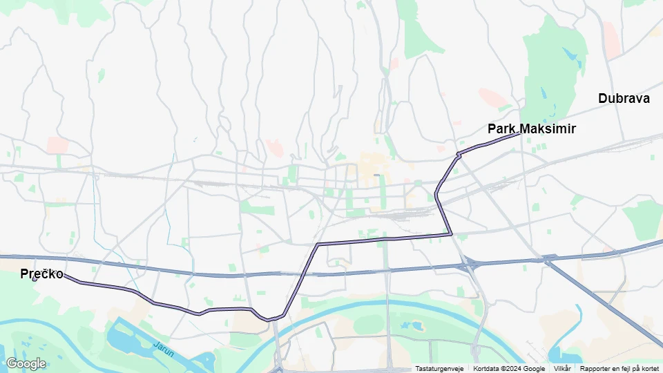 Zagreb tram line 5: Prečko - Park Maksimir route map