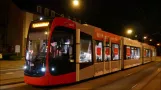 Bremens neue Straßenbahn auf Testfahrt: GT8N-2 ("Nordlicht") 3201 an der Haltestelle Kirchbachstraße
