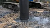 How to drill a 17.5 m long concrete pile into the ground