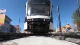 The light rail train will be test driven for the first time on the track