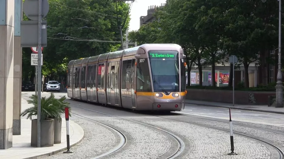 Citadis 5000 class trams on the Luas Green Line (23-8-2014)