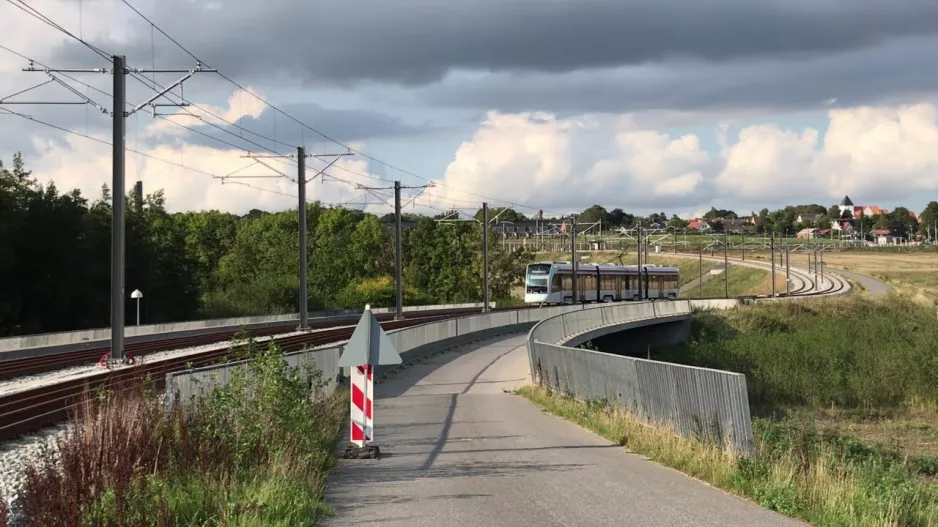 The light rail at Klokhøjen Station