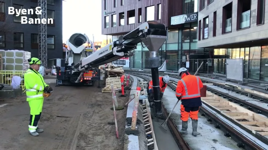 The light rail is being built in the city centre